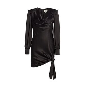 Cinq a Sept Mandy Draped Silk Dress - Black Silk